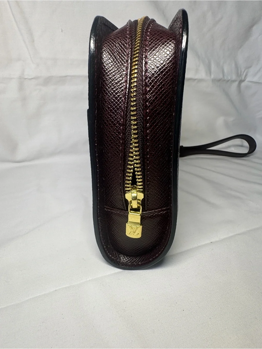 Louis Vuitton Dark Brown Leather Wristlet Clutch